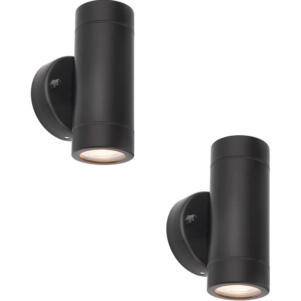 2 PACK Up & Down Twin Outdoor IP44 Wall Light 2 x 7W GU10 LED Matt