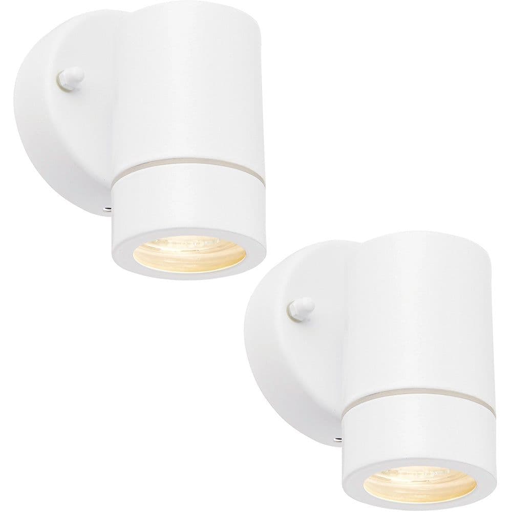 2 PACK Dimmable Outdoor IP44 Downlight 7W GU10 LED Gloss & Glass