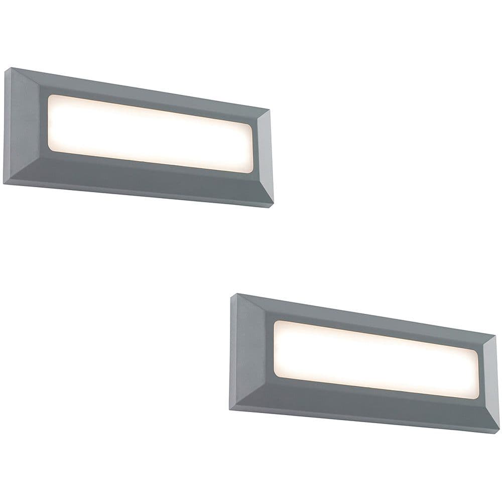 2 PACK Outdoor IP65 Pathway Guide Light Direct 3W Warm LED Gray ABS