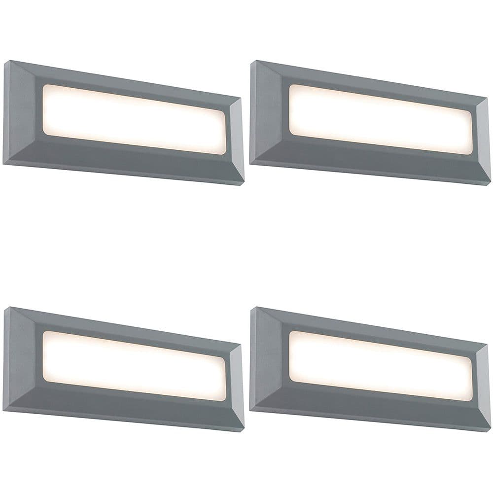 4 PACK Outdoor IP65 Pathway Guide Light Direct 3W Warm LED Gray ABS