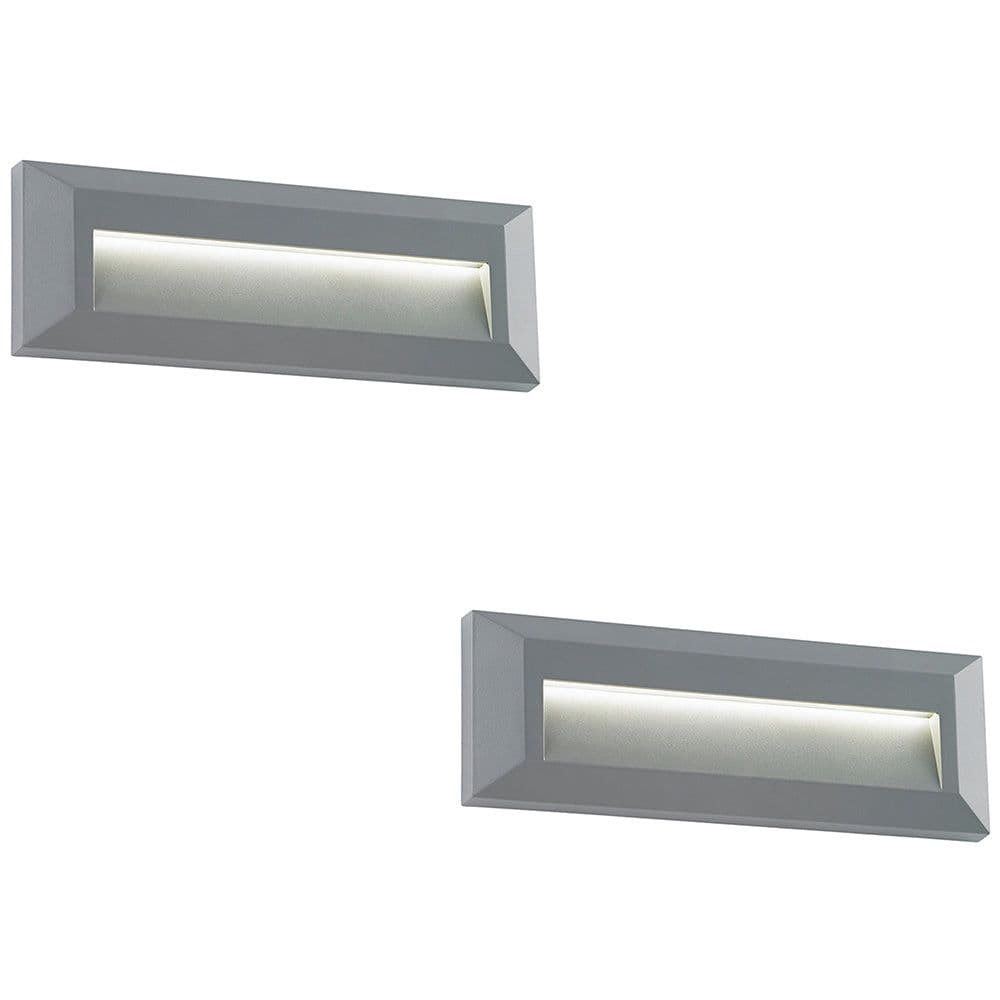 2 PACK Outdoor Pathway Guide Light Indirect 2W Warm LED Gray ABS