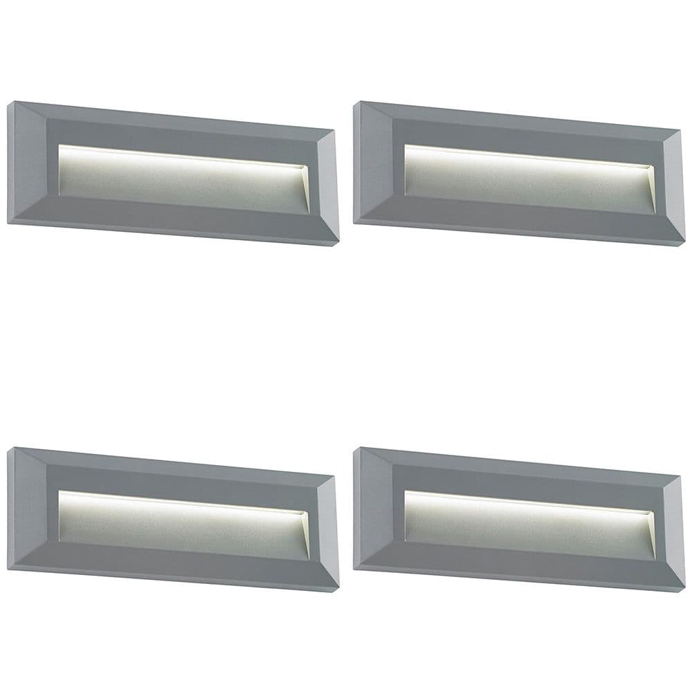 4 PACK Outdoor Pathway Guide Light - Indirect 2W Warm White LED - Gray ABS