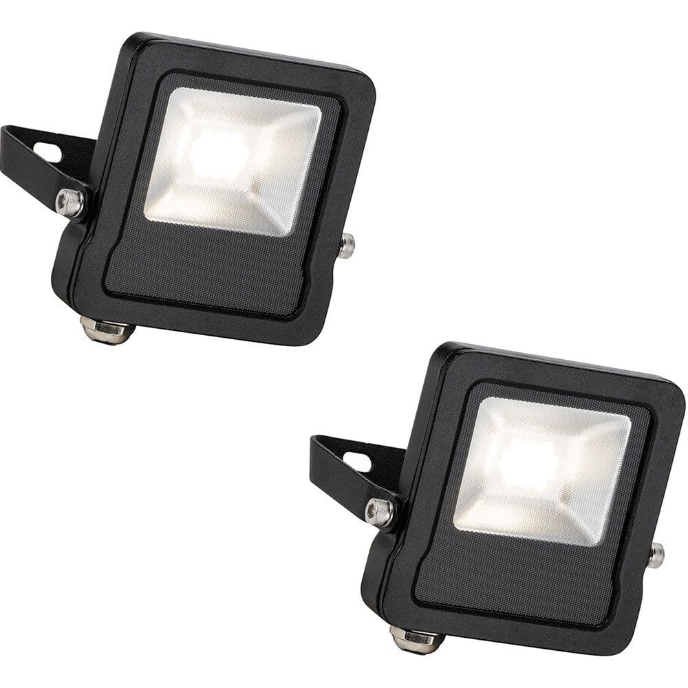 2 PACK Outdoor IP65 LED Floodlight 10W Cool LED Angled Wall Bracket