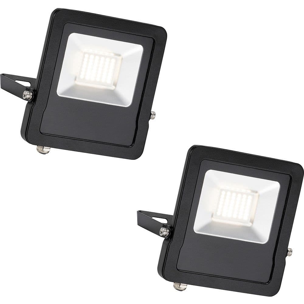 2 PACK Outdoor IP65 LED Floodlight - 30W Cool White LED - Angled Wall Bracket