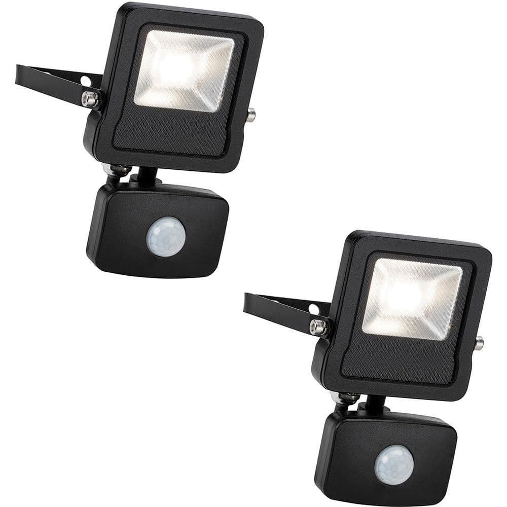2 PACK Outdoor IP65 Automatic Floodlight 10W Cool LED PIR Sensor