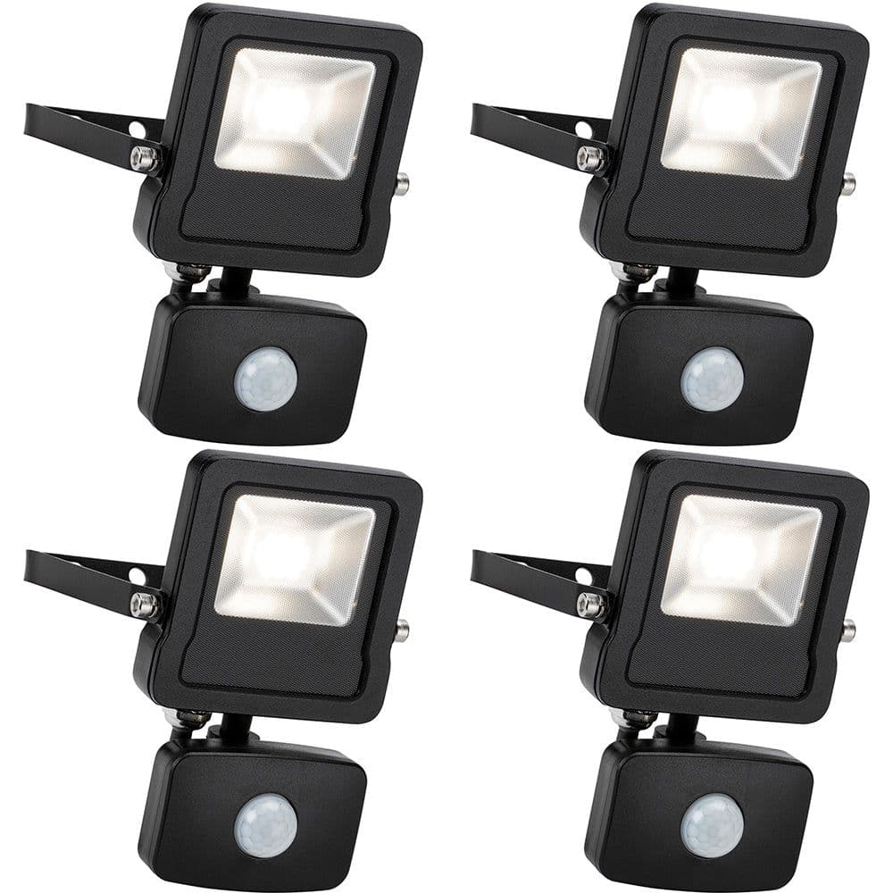 4 PACK Outdoor IP65 Automatic Floodlight 10W Cool LED PIR Sensor