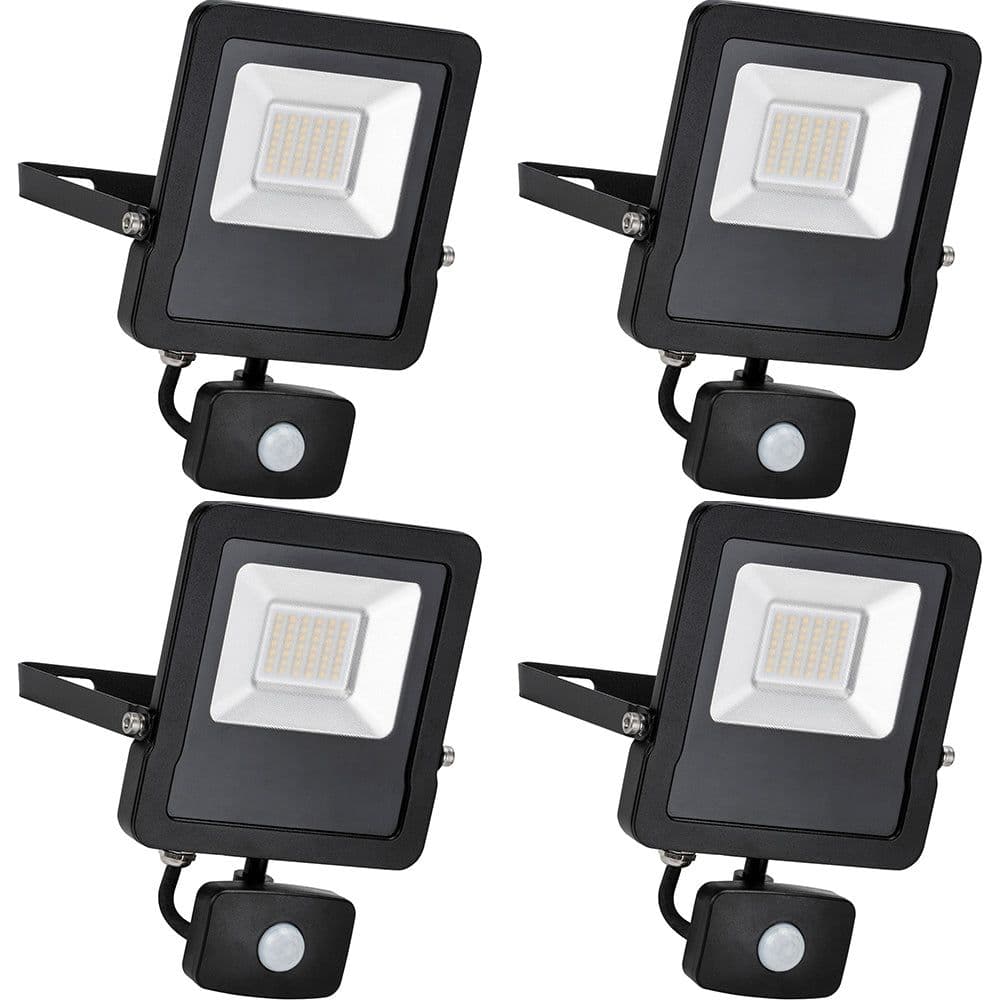 4 PACK Outdoor IP65 Automatic Floodlight 30W Cool LED PIR Sensor