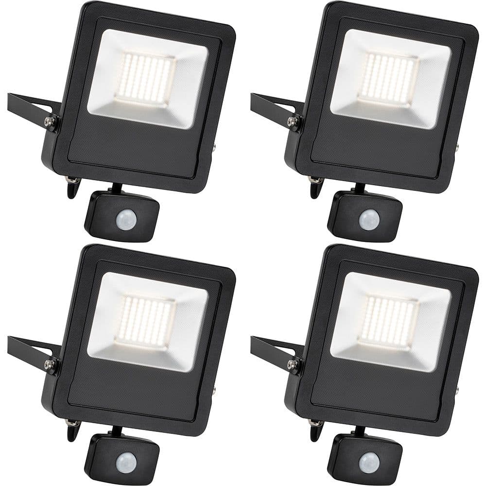 4 PACK Outdoor IP65 Automatic Floodlight - 50W Cool White LED - PIR Sensor
