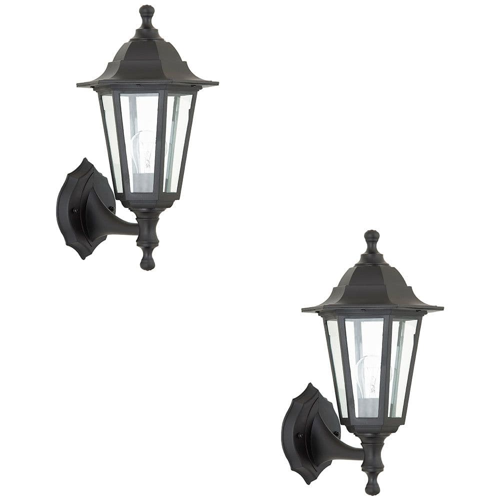 2 PACK Traditional Lantern IP44 Wall Light 60W E27 GLS LED Dimmable Lamp