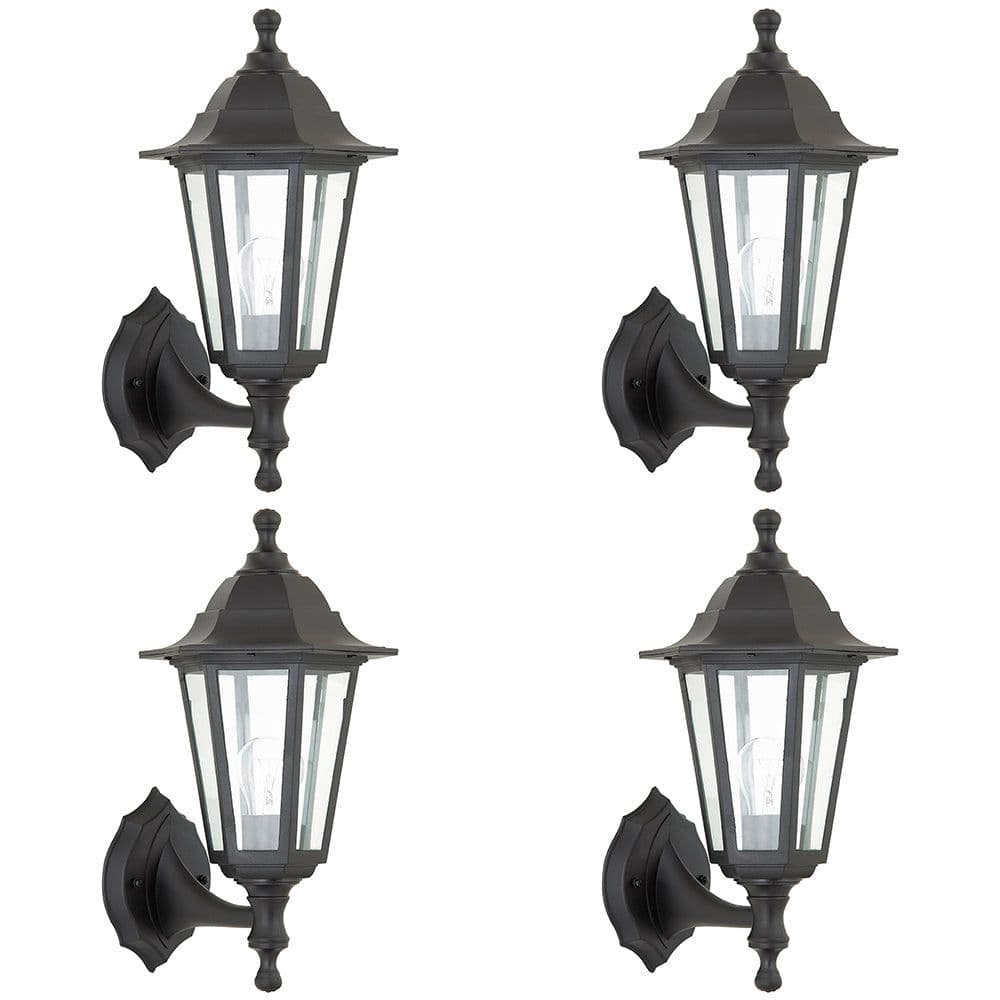 4 PACK Traditional Lantern IP44 Wall Light - 60W E27 GLS LED - Dimmable Lamp