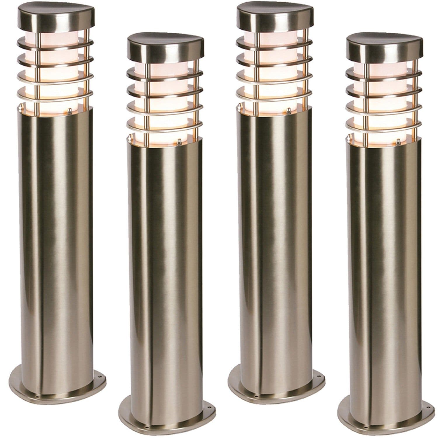 4 PACK Modern Outdoor Stainless Steel Post Light - 10.5W E27 LED - 500mm Height