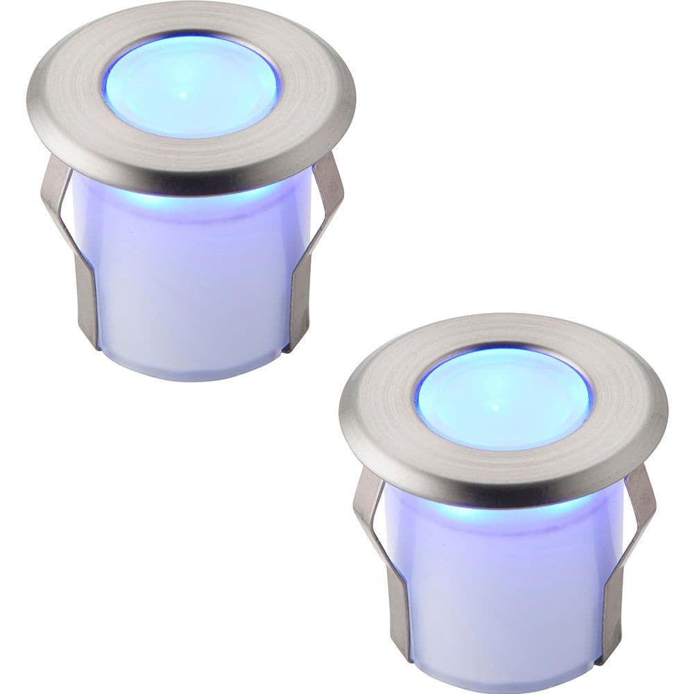 2 PACK Recessed Decking IP67 Guide Light - 0.8W Blue LED - Stainless Steel