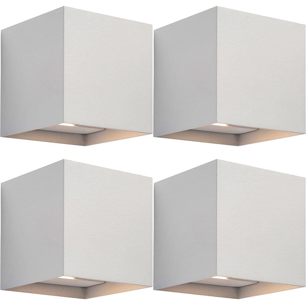 4 PACK Up & Down Twin Outdoor Wall Light 2 x 5.5W CCT LED Matt