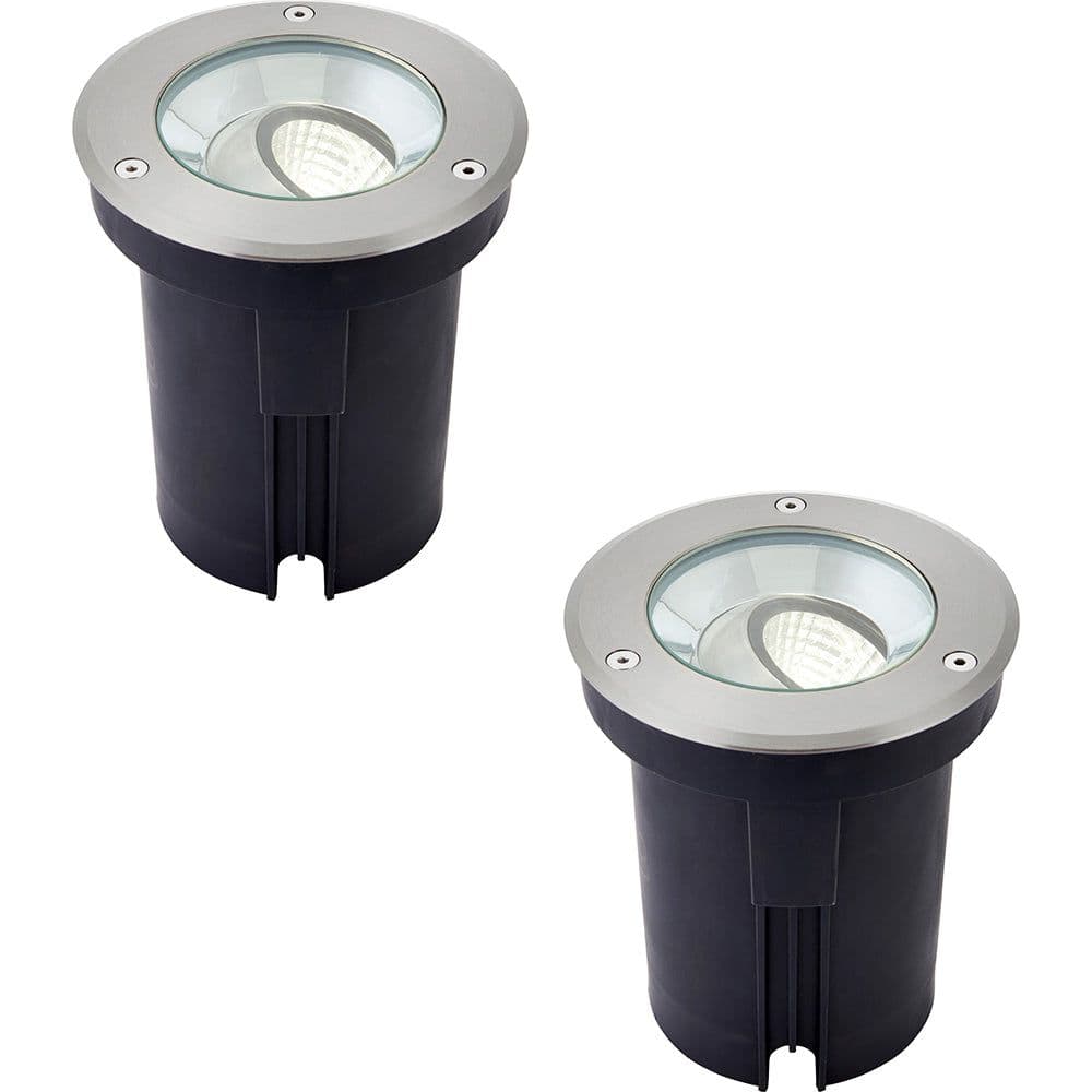 2 PACK Stainless Steel IP67 Ground Light 13W Cool LED Tilting Head