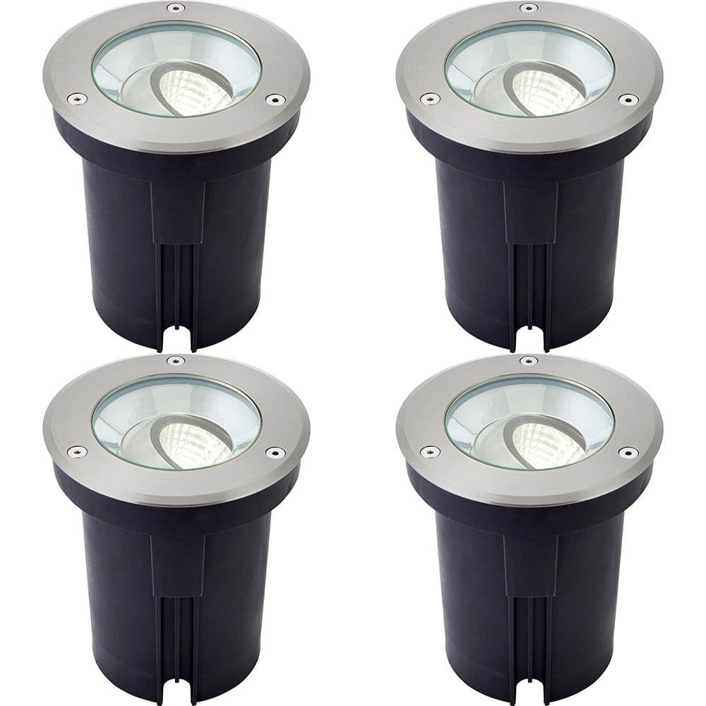 4 PACK Stainless Steel IP67 Ground Light 13W Cool LED Tilting Head