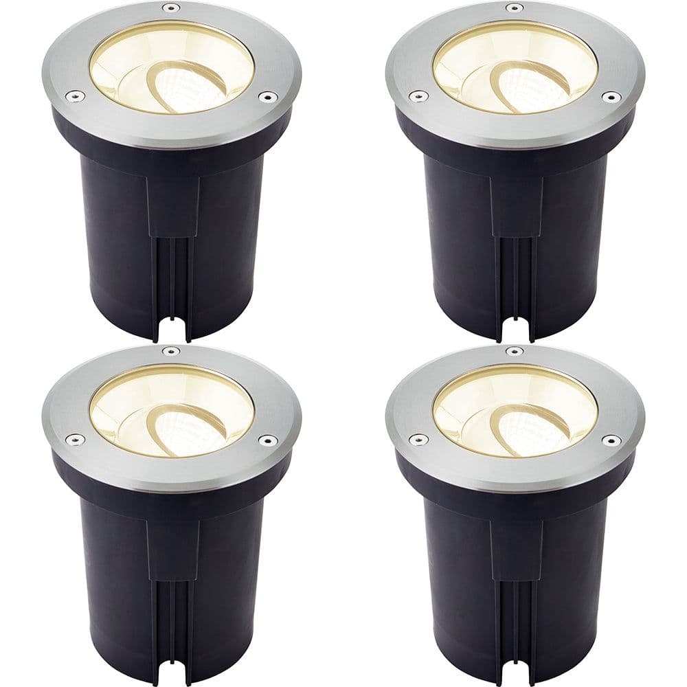 4 PACK Stainless Steel IP67 Ground Light 13W Warm LED Tilting Head