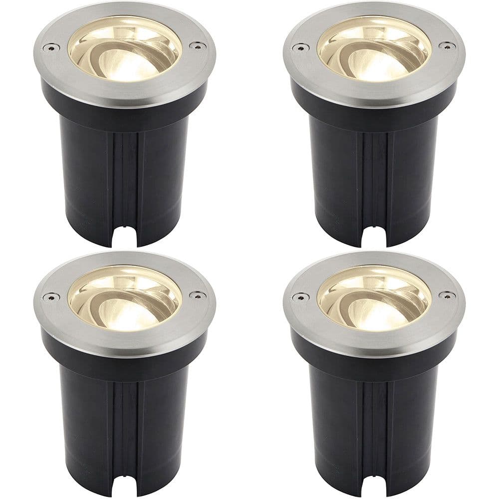 4 PACK Stainless Steel IP67 Ground Light - 6W Warm White LED - Tilting Head