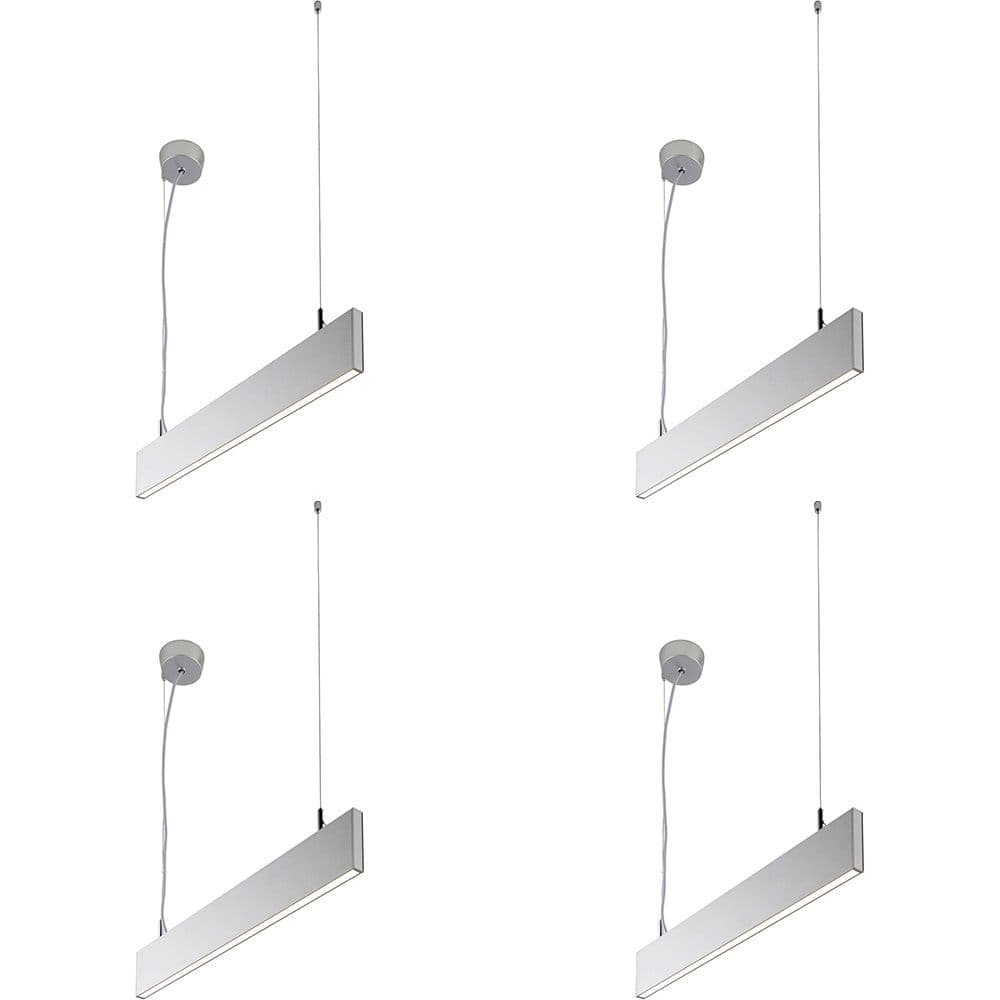 4 PACK Slim Commercial Suspension Light - 610mm x 20mm - 25W Cool White LED