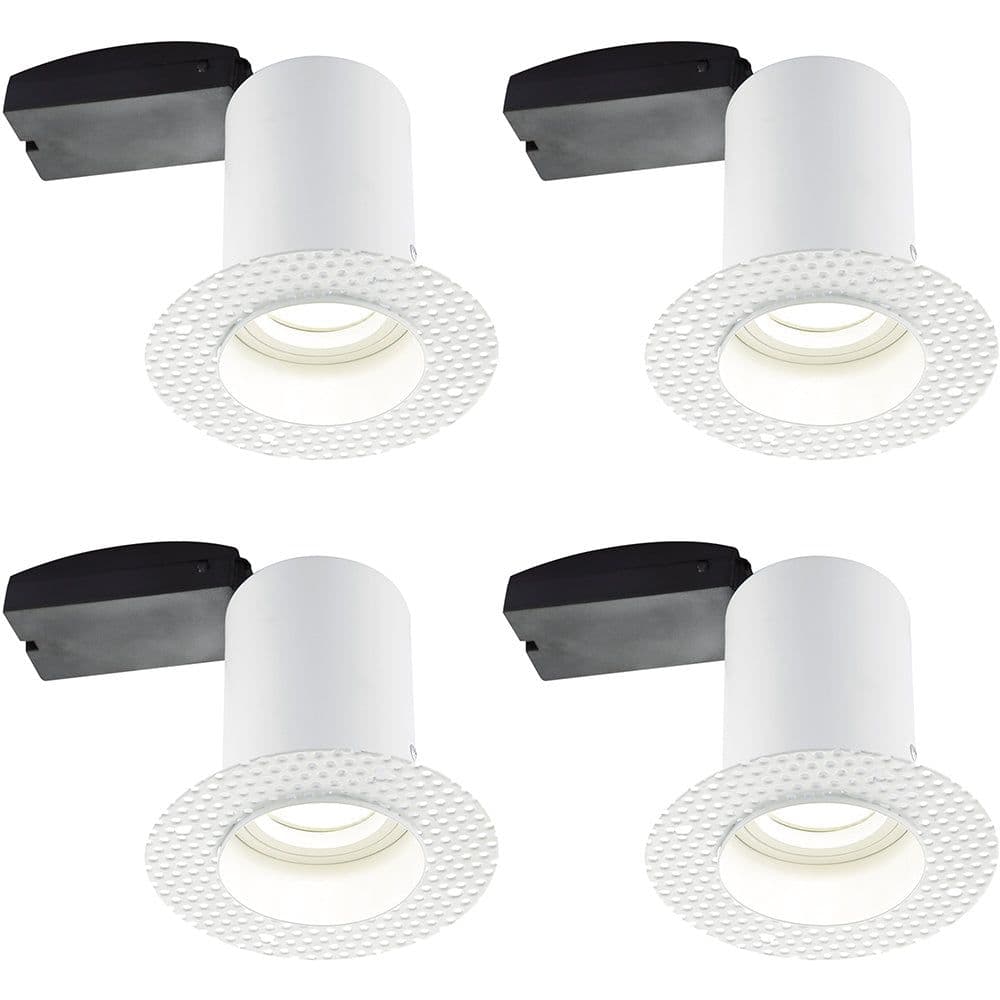 4 PACK Plaster Fire Rated Downlight 50W GU10 Reflector LED Trimless