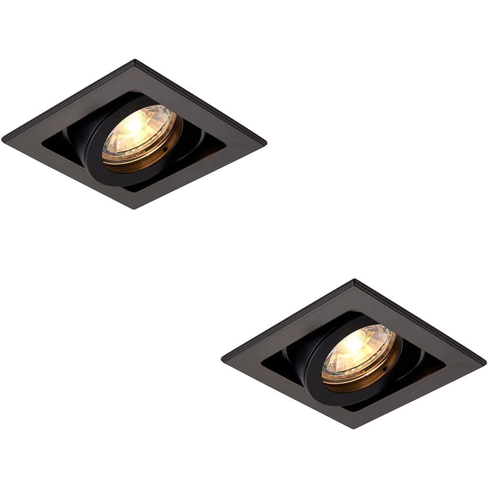 2 PACK Single Recessed Boxed Downlight 50W GU10 Reflector Matt
