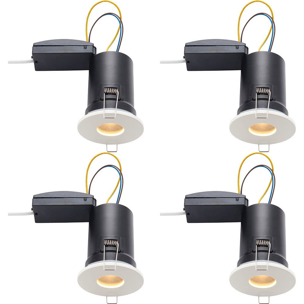 4 PACK Fire Rated IP65 Recessed Ceiling Downlight 50W GU10 Matt