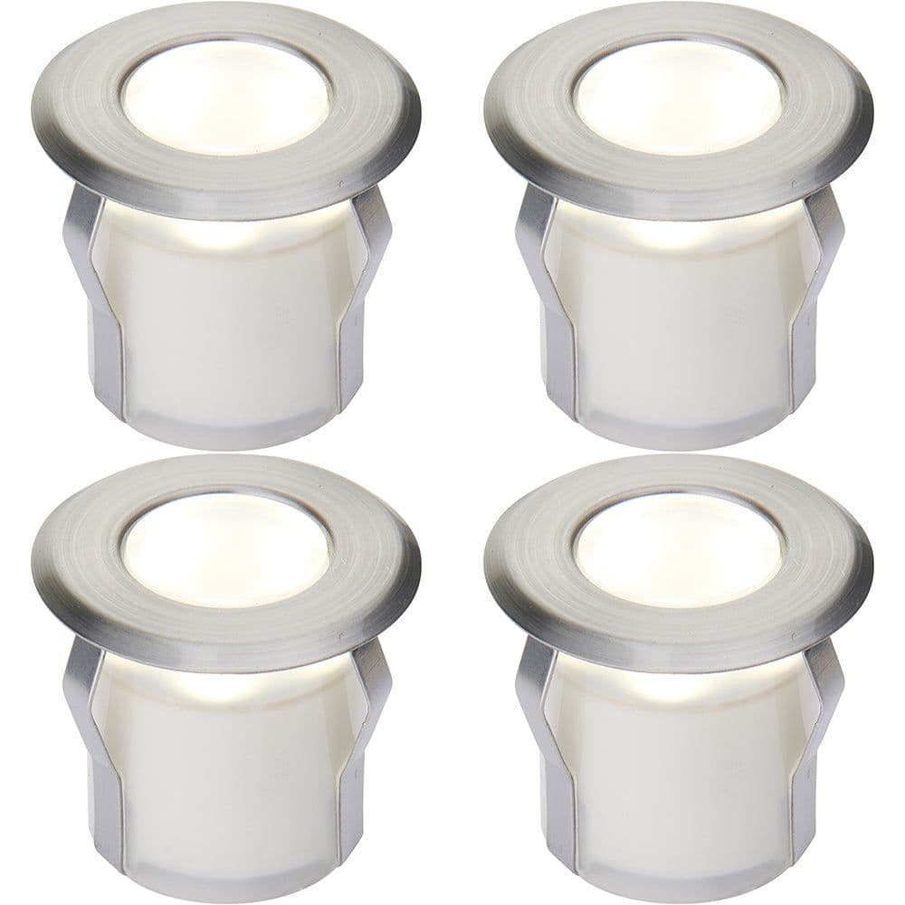 4 PACK Recessed Decking IP67 Guide Light - 0.8W Cool White LED - Stainless Steel