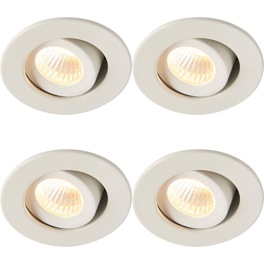 4 PACK Micro Adjustable Ceiling Downlight - 4W Warm White LED - Matt White