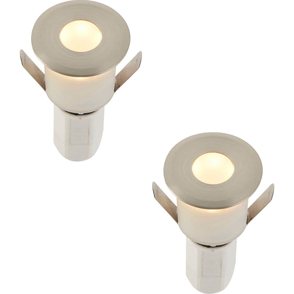 2 PACK Recessed Decking IP67 Guide Light 1.2W Warm LED Satin Nickel