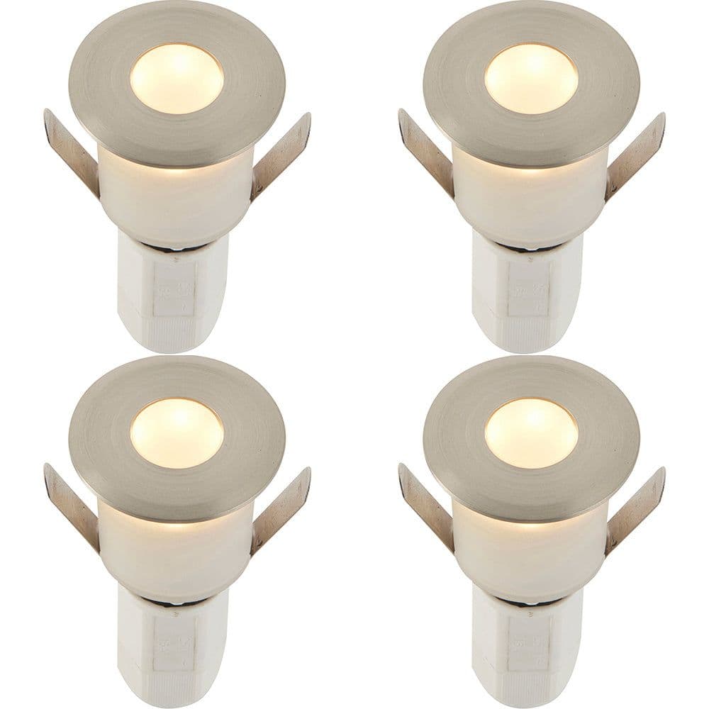 4 PACK Recessed Decking IP67 Guide Light - 1.2W Warm White LED - Satin Nickel