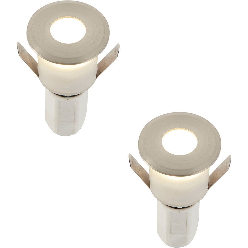 2 PACK Recessed Decking IP67 Guide Light 1.2W Cool LED Satin Nickel