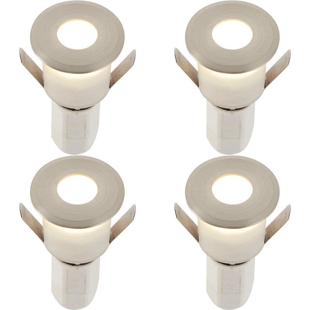 4 PACK Recessed Decking IP67 Guide Light 1.2W Cool LED Satin Nickel