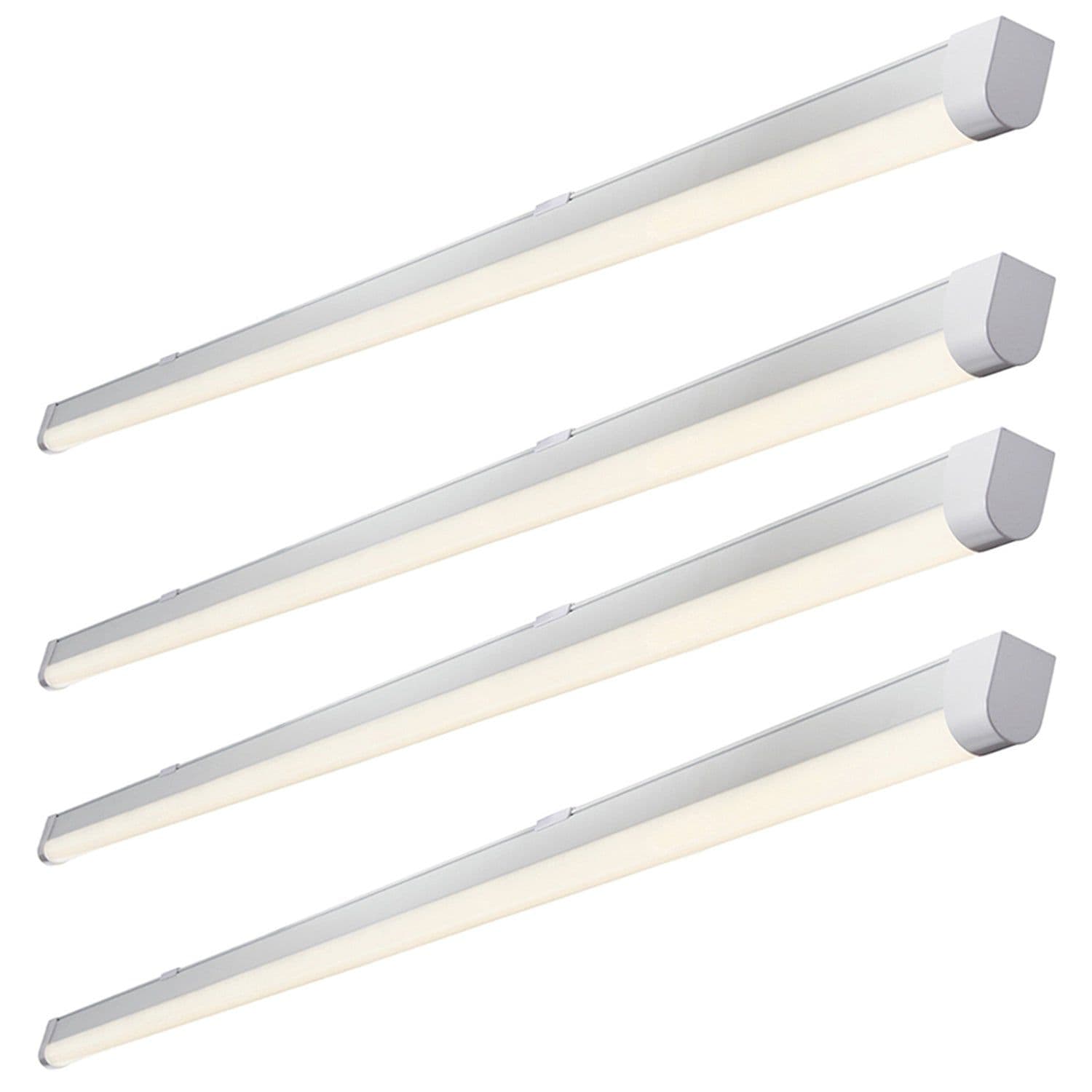 4 PACK 4ft Flicker Free Batten Light - 18W Cool White LED - Matt White & Opal