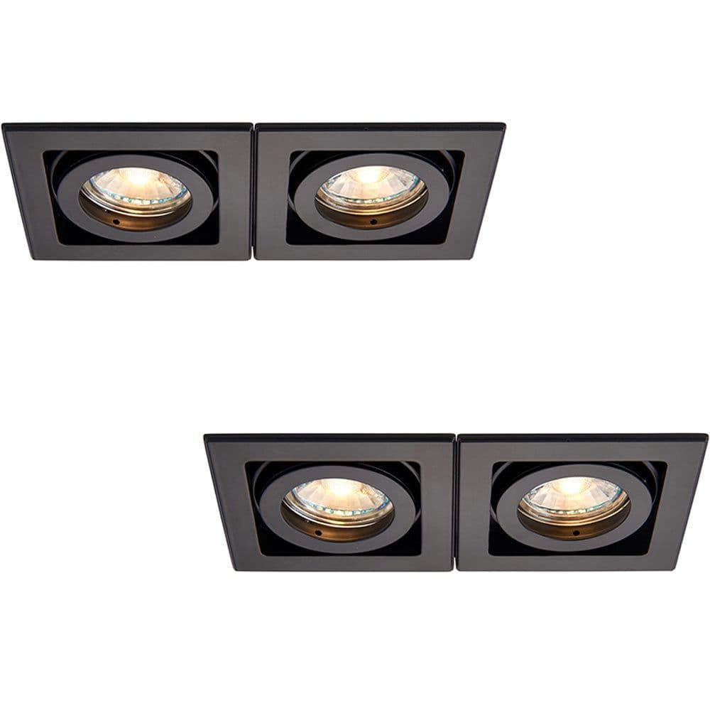 2 PACK Twin Recessed Boxed Downlight 2 x 50W GU10 Reflector Matt