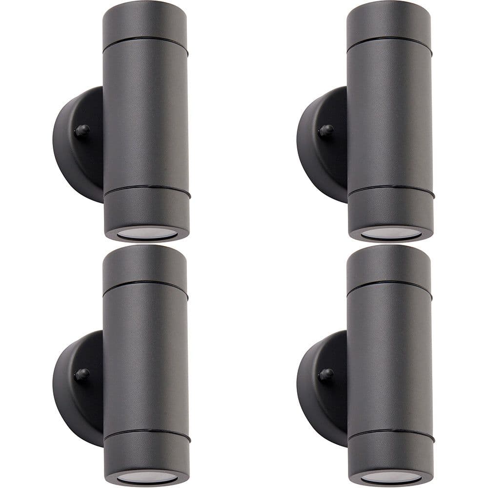 4 PACK Up & Down Twin Outdoor IP44 Wall Light 2 x 7W GU10 LED Anthracite