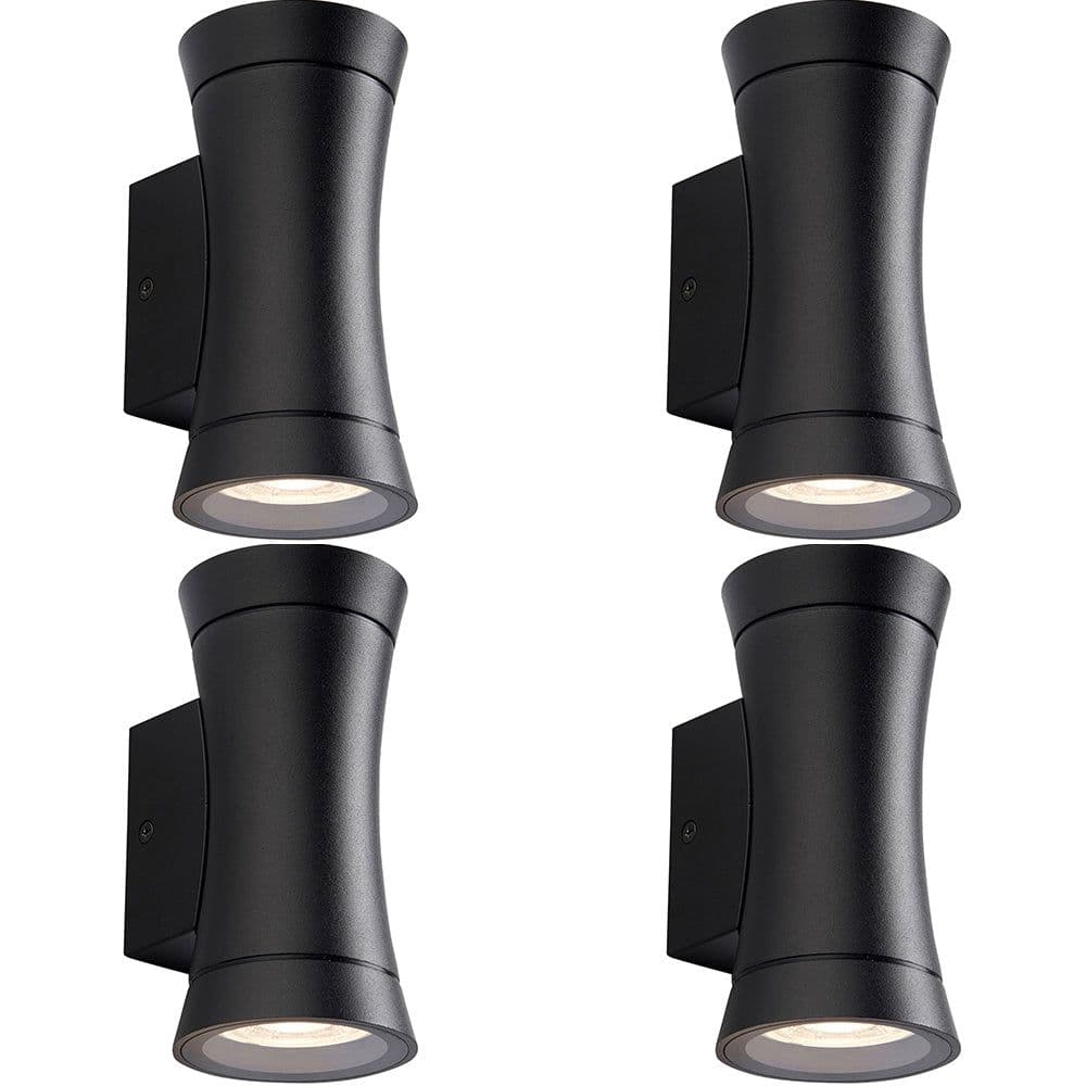 4 PACK Up & Down Twin Convex Wall Light 2 x 20W GU10 Reflector IP44 Rated