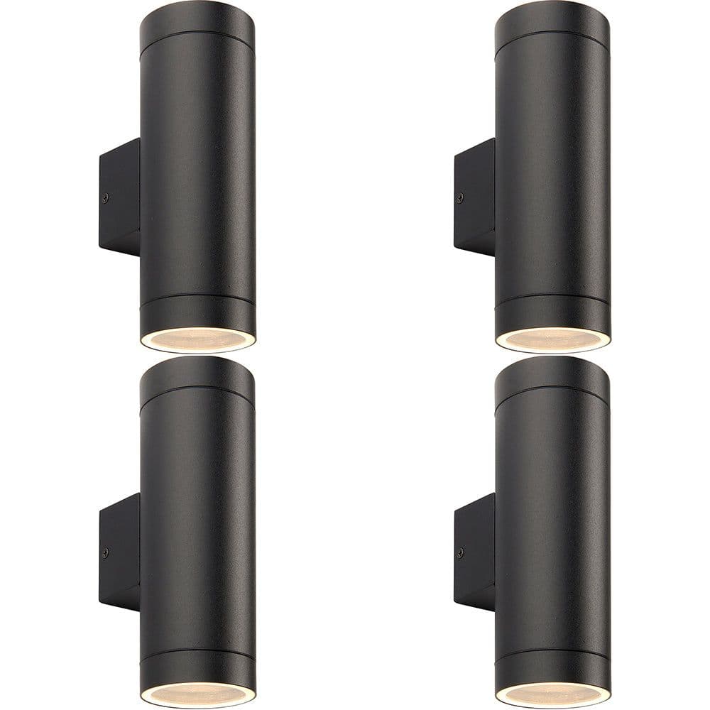 4 PACK Up & Down Twin Outdoor Wall Light 2 x 7W GU10 LED Textured
