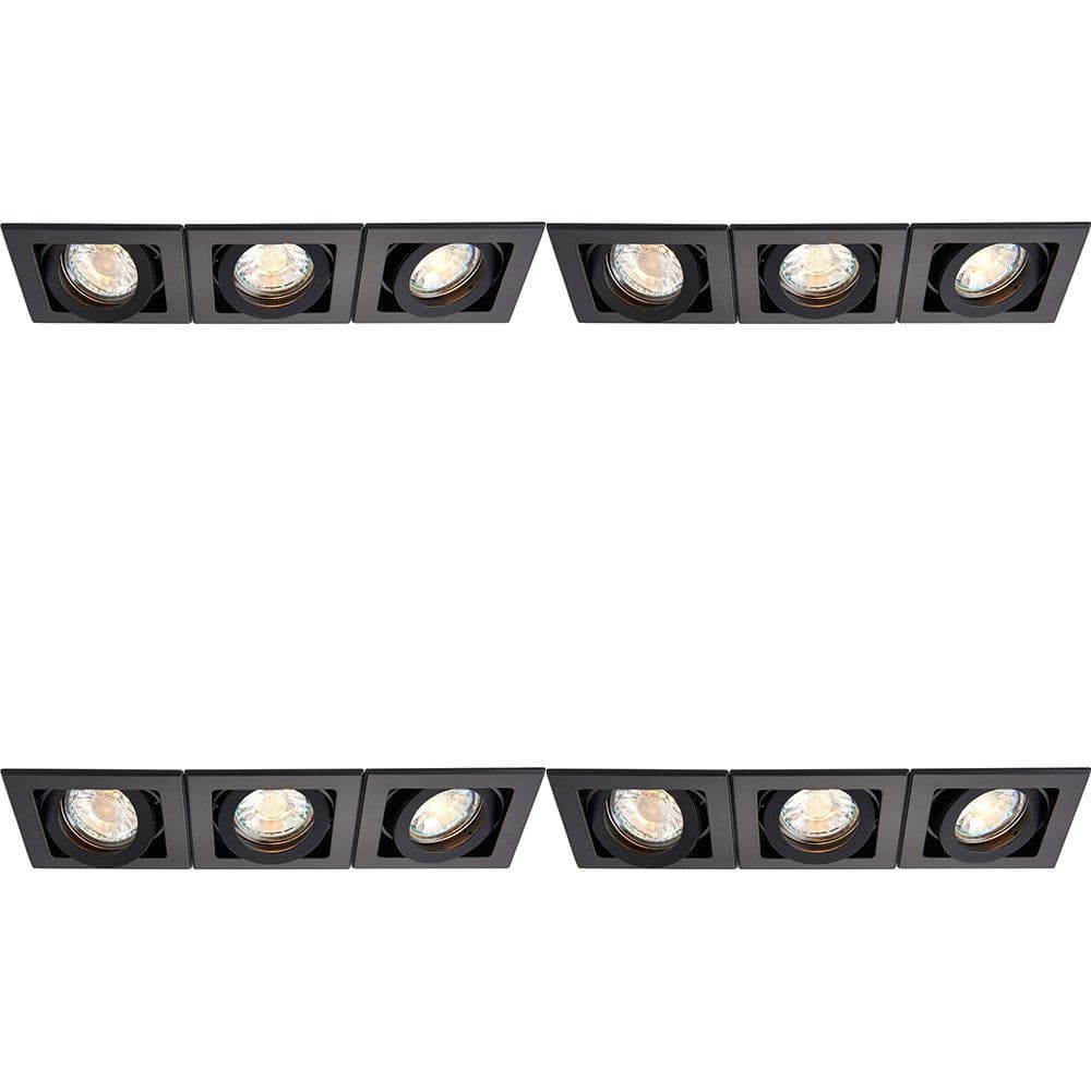 4 PACK Triple Recessed Boxed Downlight 3 x 50W GU10 Reflector Matt