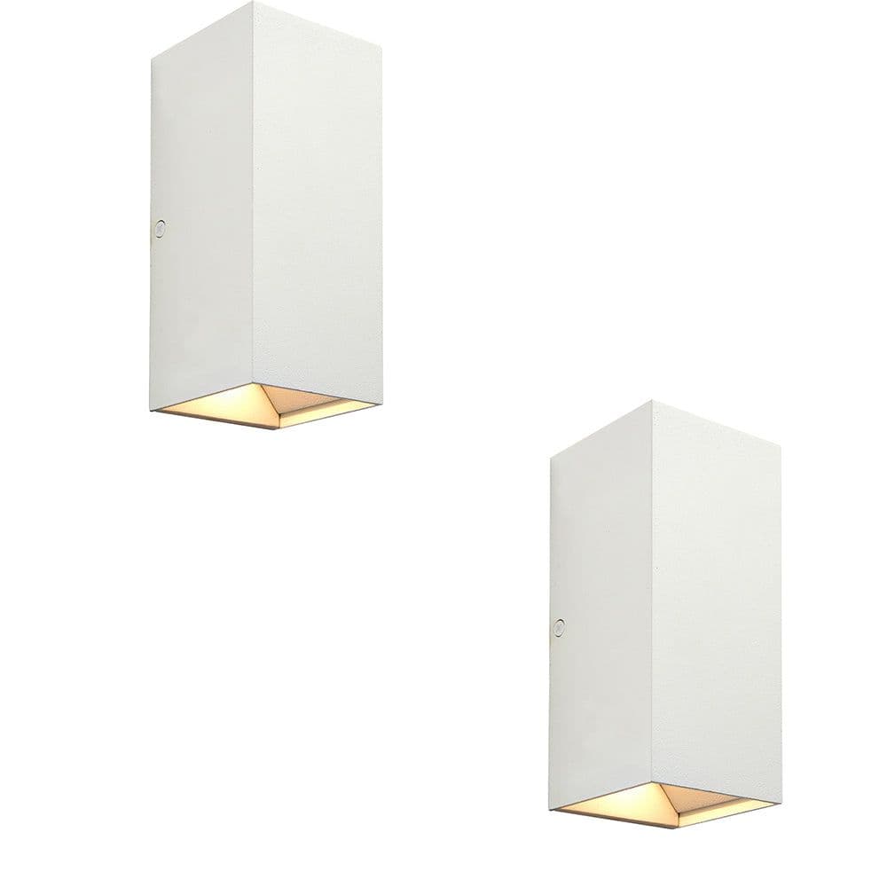 2 PACK Twin Outdoor Rectangular Wall Light 2 x 5.5W CCT LED Matt