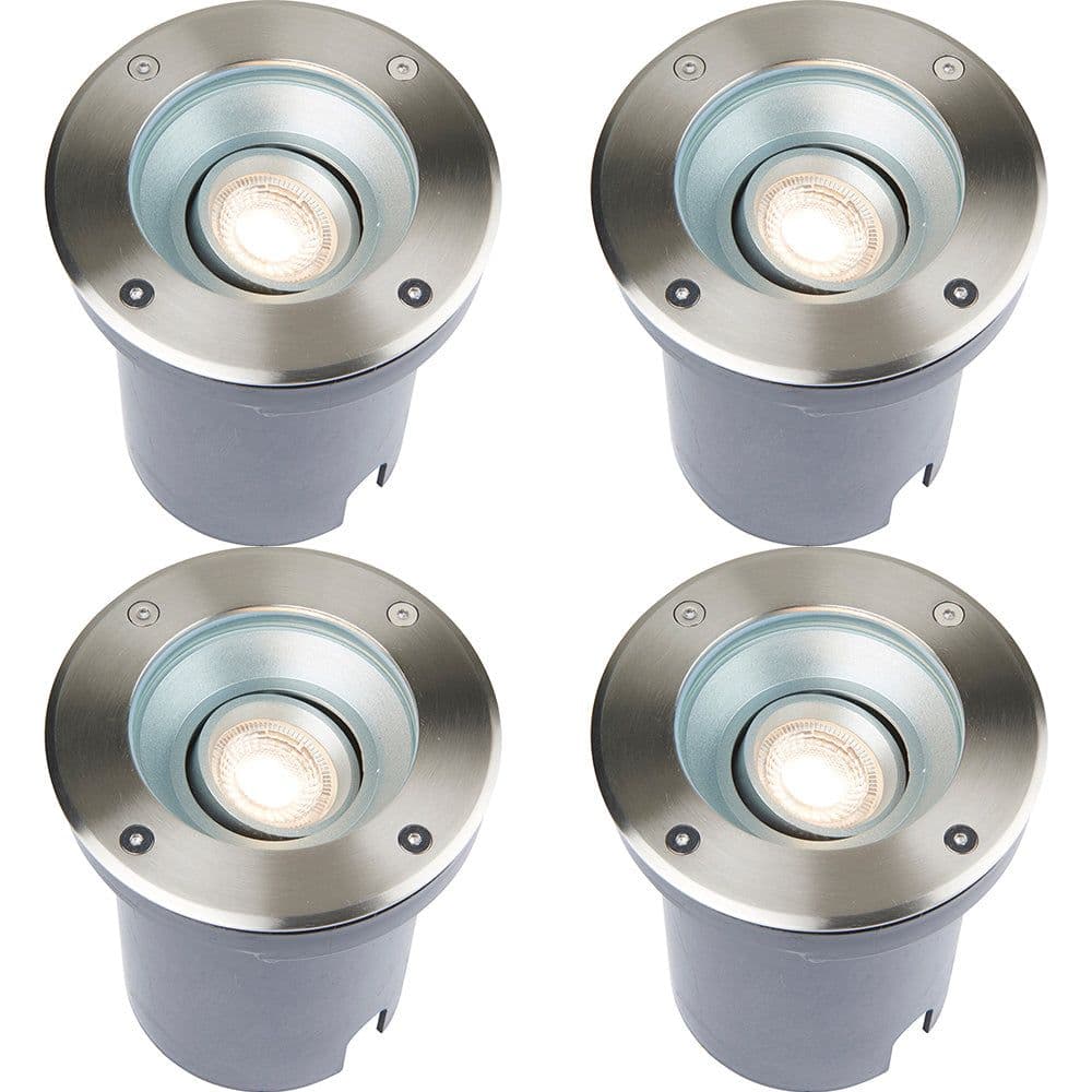 4 PACK Recessed Outdoor IP67 Round Ground Light 50W GU10 Stainless Steel