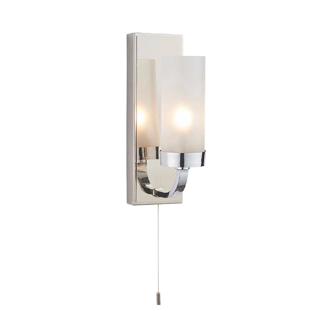 Polished Chrome Bathroom Wall Light & Frosted Glass Shade Decorative Sconce