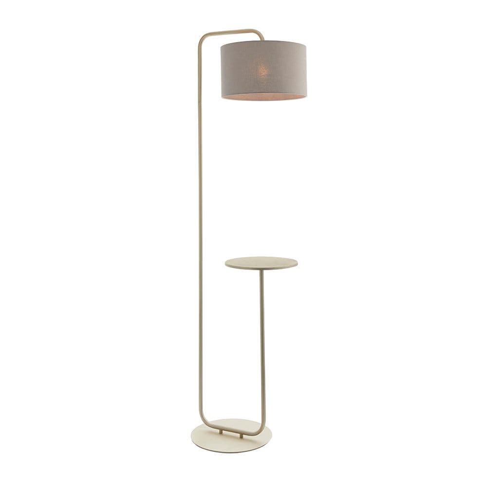 Satin Champagne Floor Lamp & Side Table 1750mm Height 38cm Fabric Shade