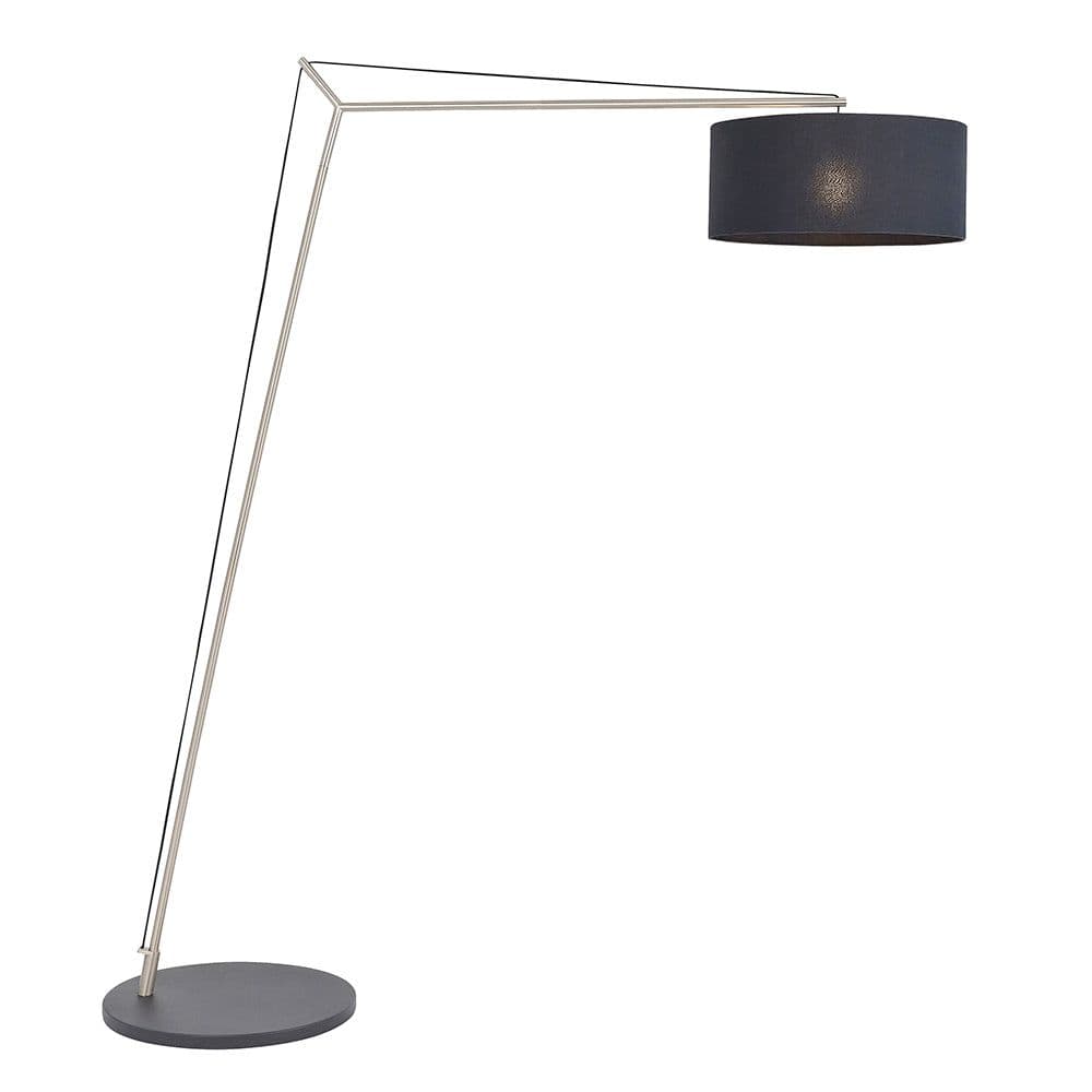 Matt Nickel Large Standing Floor Lamp Light Cotton Shade & Painted Base
