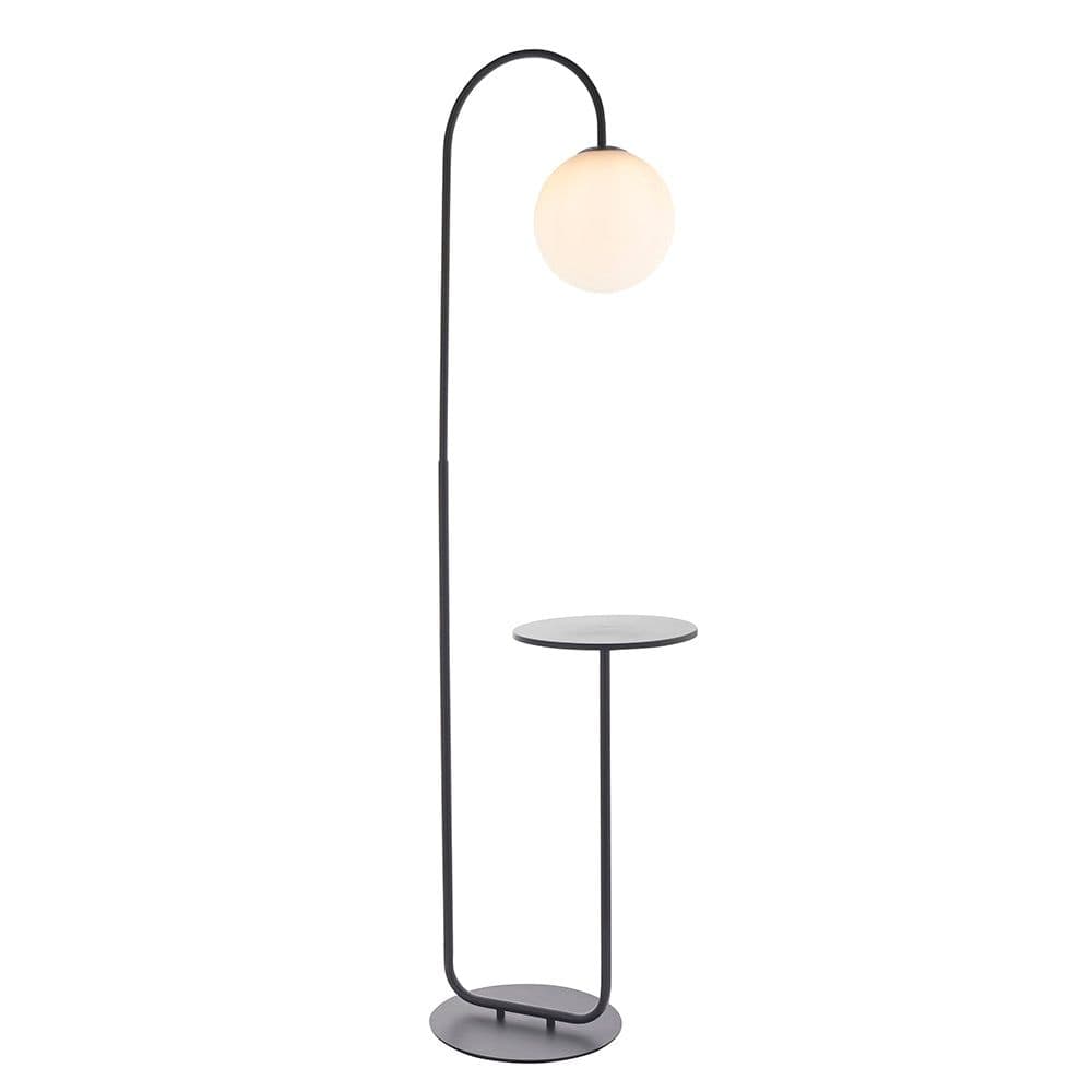 Satin Floor Lamp Side Table 1750mm Height Opal Sphere Glass Shade
