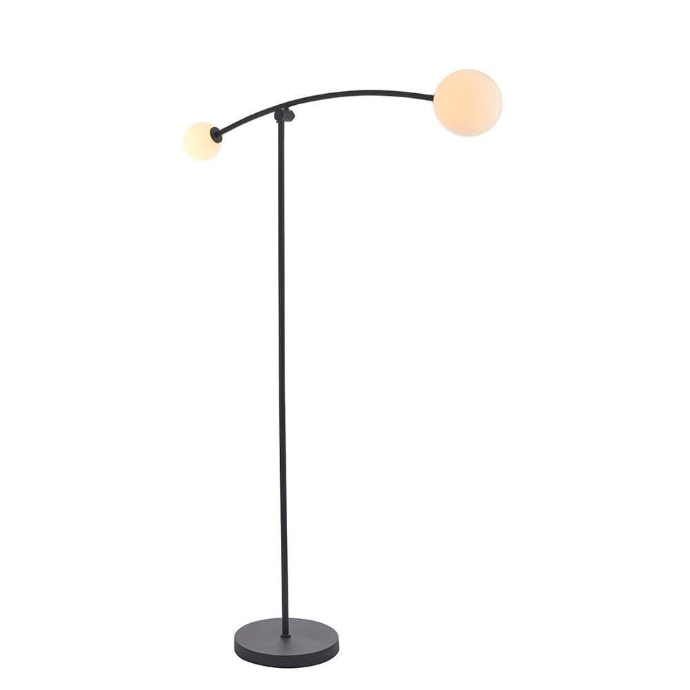 Matt Standing Twin Floor Lamp Light Gloss Opal Glass Shades Adjustable