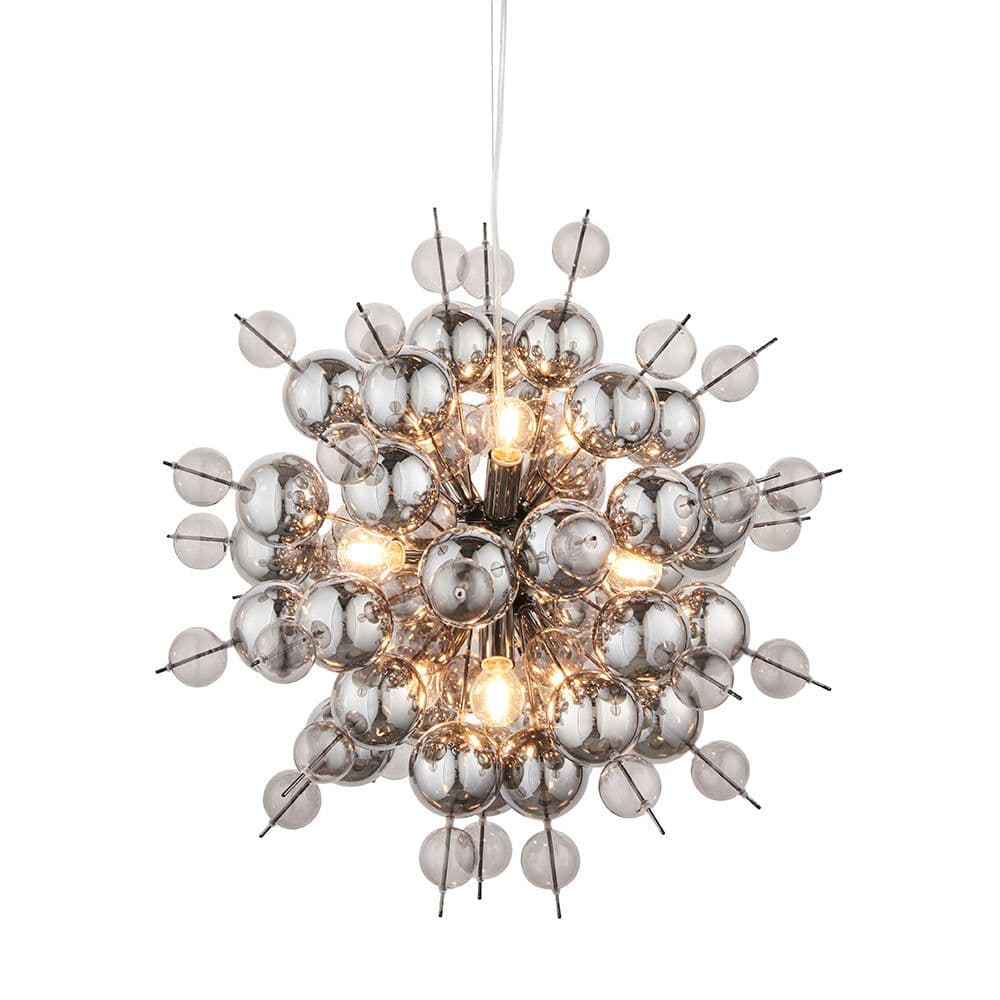 Chrome Ceiling Pendant Tinted Glass Spheres Decorative Light Fitting