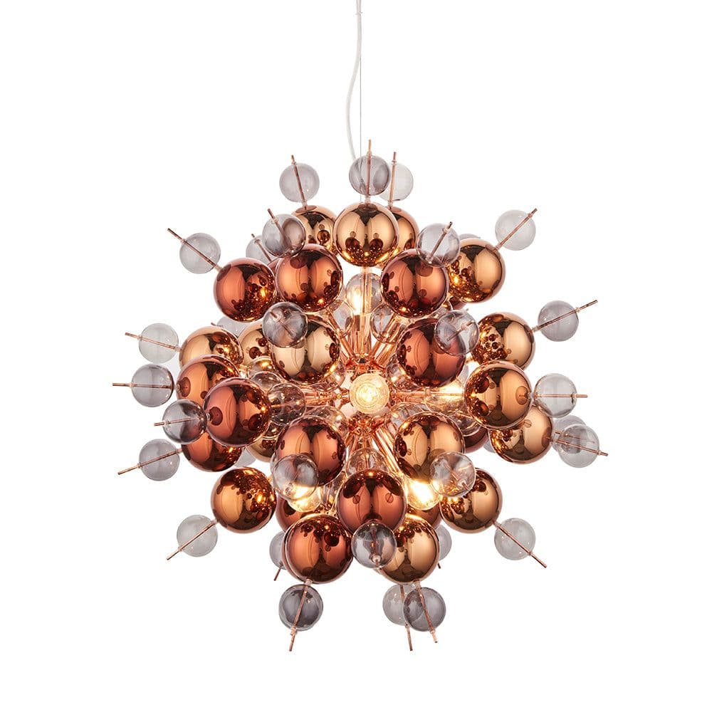 Plated Ceiling Pendant Tinted Glass Spheres Decorative Light Fitting