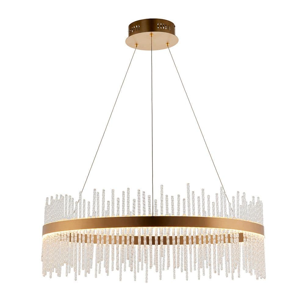 Brushed Ceiling Pendant Light Decorative Glass Rods Integrated LED