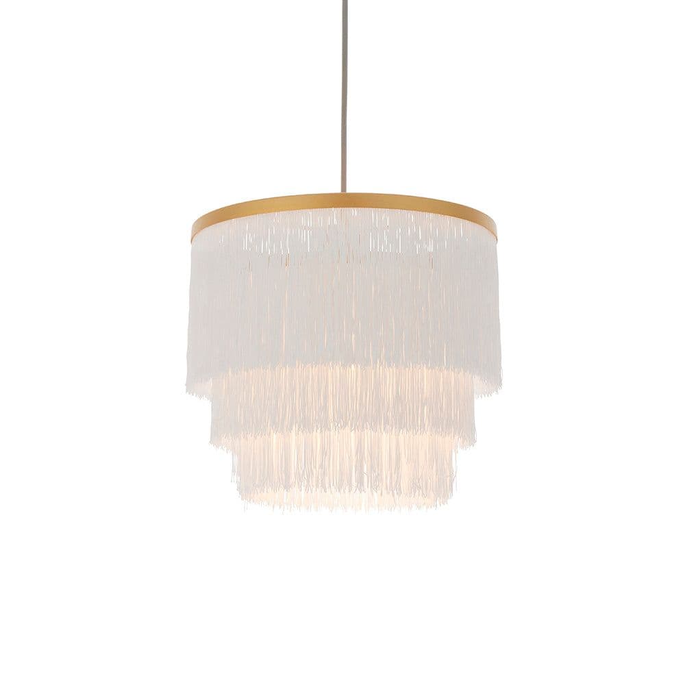 Matt Gold Ceiling Pendant Light Fitting Tassels Diffused Light Effect