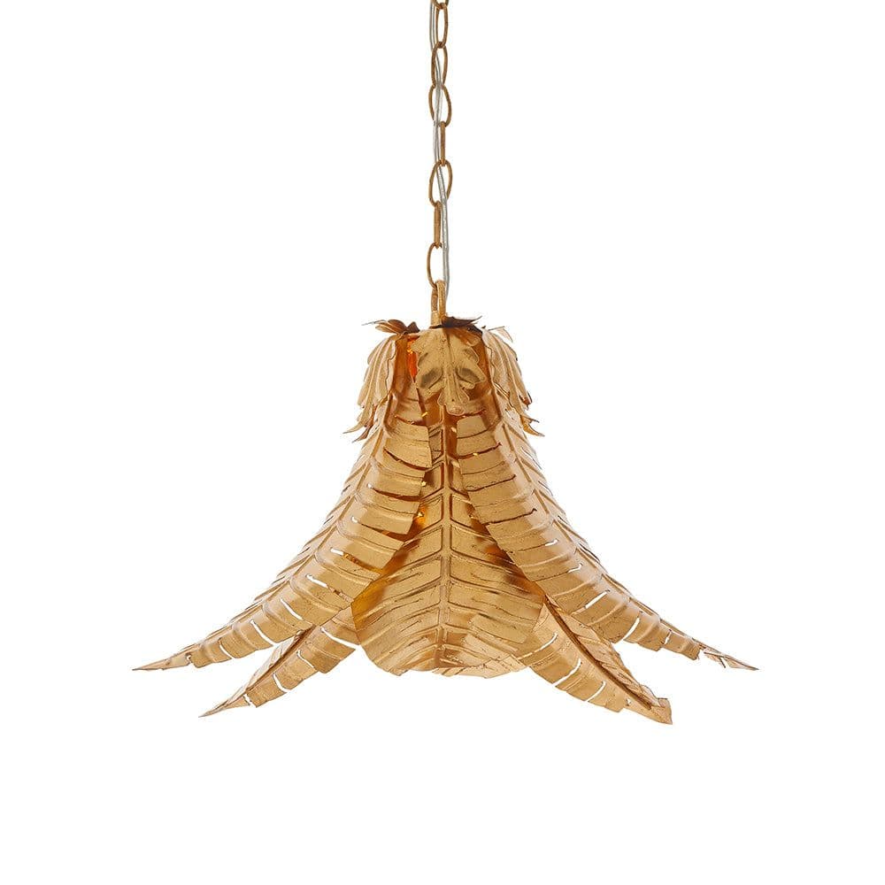 Gold Ceiling Pendant Light Decorative Leaf Design Single Bulb Hanging Fitting