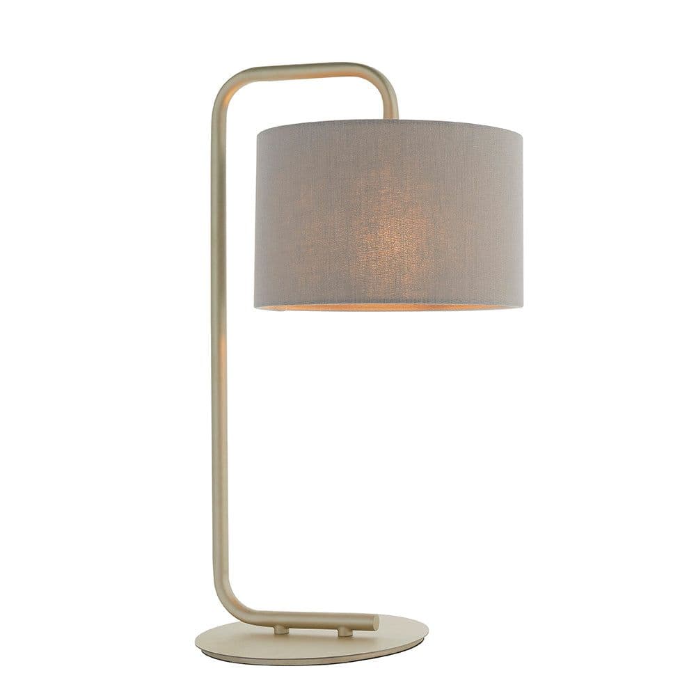 Satin Champagne Table Lamp Light 23cm Fabric Cylinder Shade Desk Light